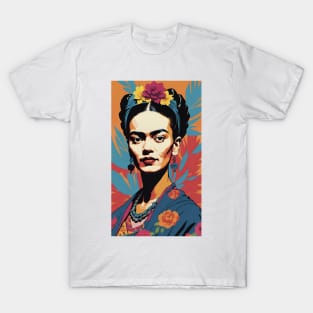 Frida's Radiant Reverie: Colorful Portrait T-Shirt